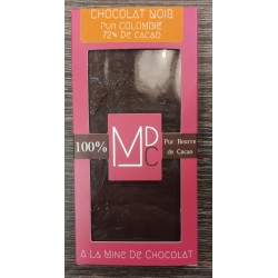 Tablette chocolat noir 72% pur Colombie